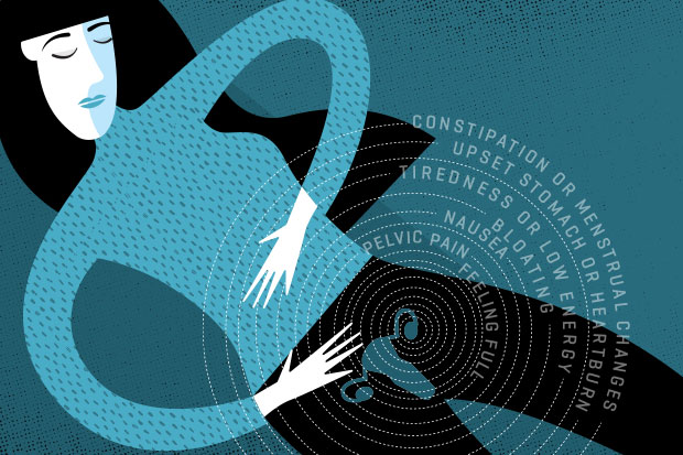 Woman with ovarian cancer symptoms